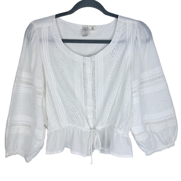 Joie Tops Joie Eyelet Balloon Sleeve Peasant Blouse Poshmark